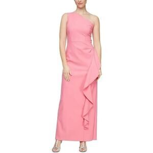 Alex & Eve by Alex Evenings One Shoulder Formal Dress- Ruffle Dress – Size 8